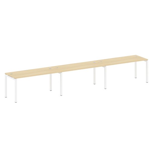 Metal System Quattro Р. ст. на 3 раб. места на П-образном м/к 50БП.СМ-3.4 Акация/Белый металл 4800*720*750 - Вид 1