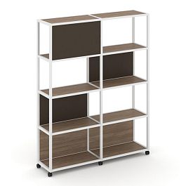Shelf Mobile Стеллаж 5 уровней 2 секции VR.LT-STK-514.08 Дуб Аризона/Металл Белый/W-25 1570*400*2000 - Фото предпросмотра