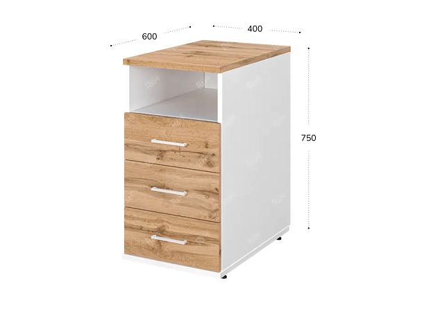 TANDEM RTD039-40-V Тумба 3 ящика универсальная 400х600х750 Вотан/Белый - Вид 2