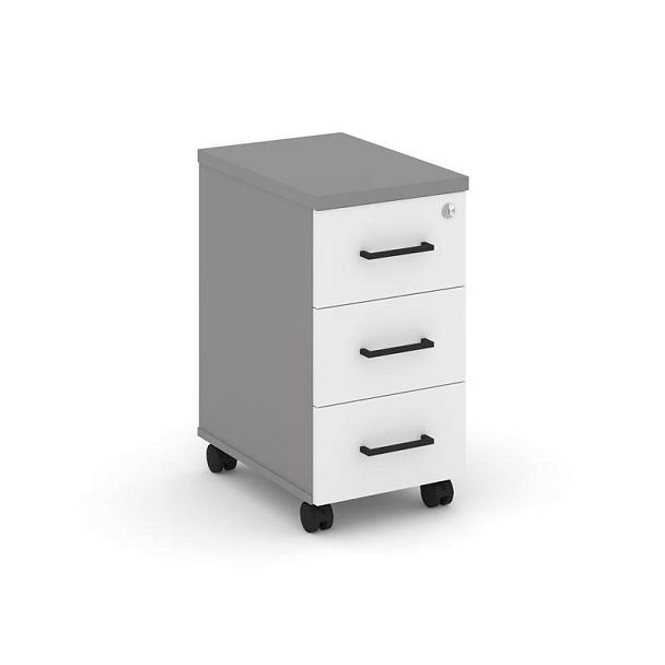 Стайл Проджект Тумба мобильная 3 ящика. Стандартные колеса. Задняя стенка ЛХДФ SN.TM-004 Серый Пепел - Вид 1