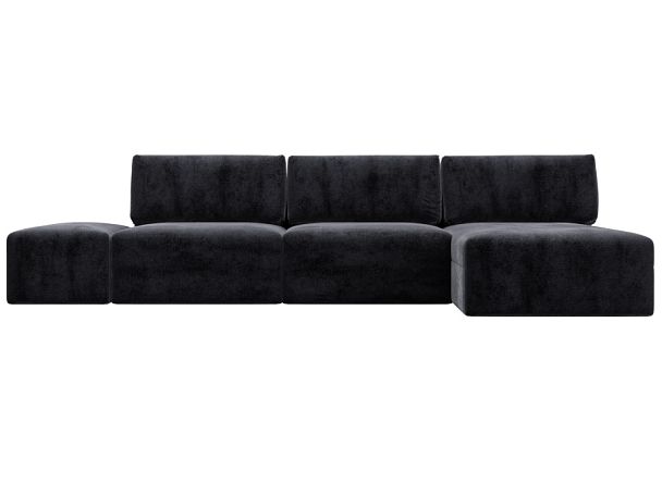 Диван угловой модульный с пуфом Лига-060 НПБ Лонг угол универсальный Велюр серый - Вид 1
