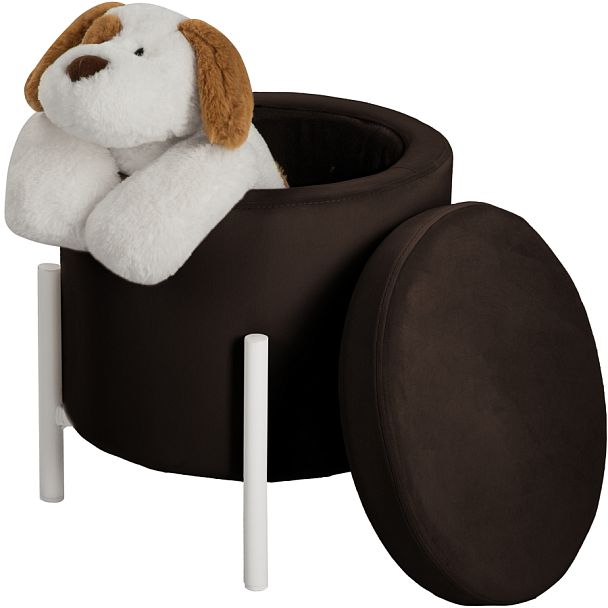 Пуф Кен с местом для хранения Коричневый велюр Confetti coffee/белый - Вид 1