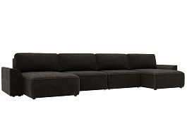 Диван п-образный Лига-048 НПБ лонг Велюр коричневый - Фото предпросмотра