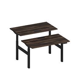 Рабочая станция на электроприводе с заглушками Elevo А2 ЧР 102 ДР дуб ристретто/ черный гладкий - Фото предпросмотра