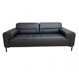 (bai-d3-bl) Диван офисный Байл трехместный размер: 210 х 95 см, искусственная кожа цвет черный Ecotex 3001 - Фото предпросмотра