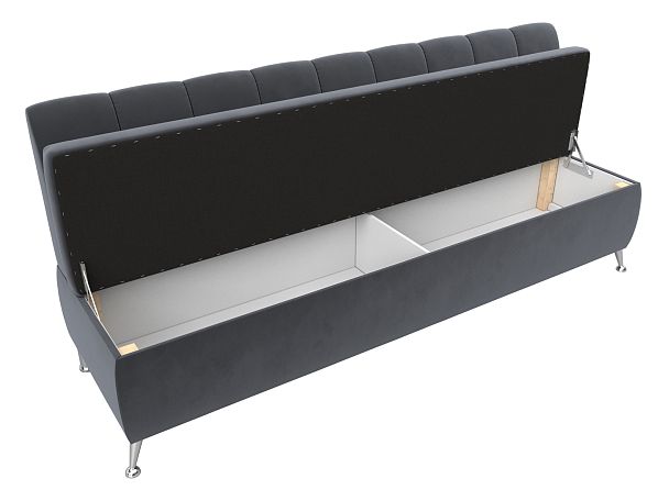 Кухонный прямой диван Кантри (полностью велюр серый) - Вид 6