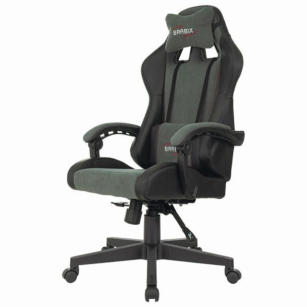 Кресло компьютерное BRABIX "Striker GM-121", синхромеханизм, 2 подушки, экокожа/велюр, черное/серое, 532961 - Вид 9