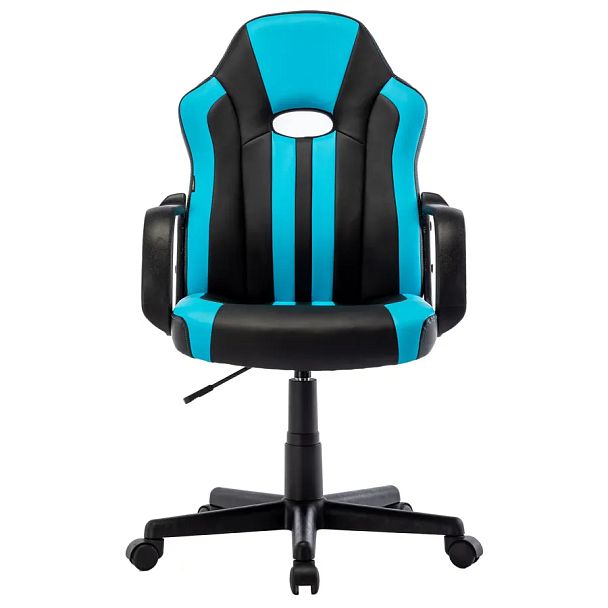 Кресло компьютерное BRABIX "Stripe GM-202", экокожа, черное/голубое, 532509 - Вид 6