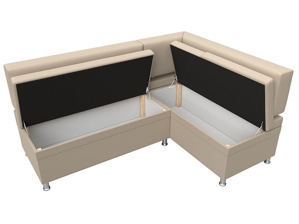 Кухонный уголок Стайл правый (полностью экокожа бежевая) - Вид 7