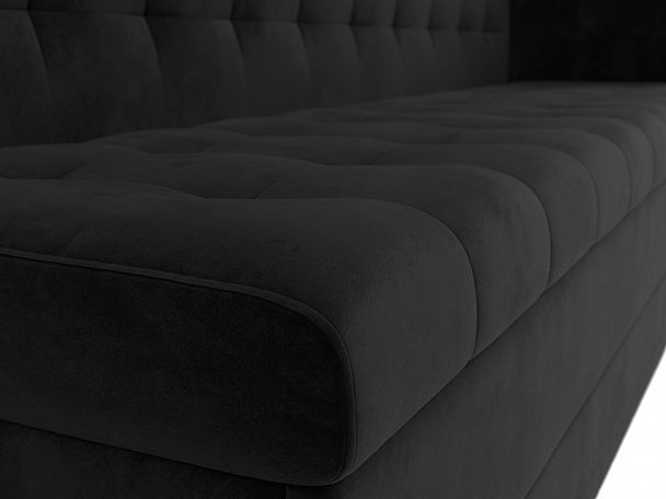 Кухонный диван Бриз с углом (полностью велюр черный) - Вид 4