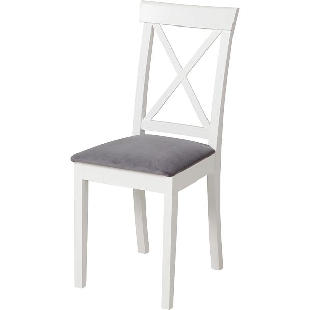 Комплект деревянных стульев с мягким сиденьем Бергольф Белый/Серый велюр, 4 шт. - Вид 1