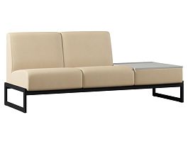 Диван Everprof Solo двухместный со столиком слева Металл Черный Экокожа Бежевый ЛДСП Серый - Фото предпросмотра