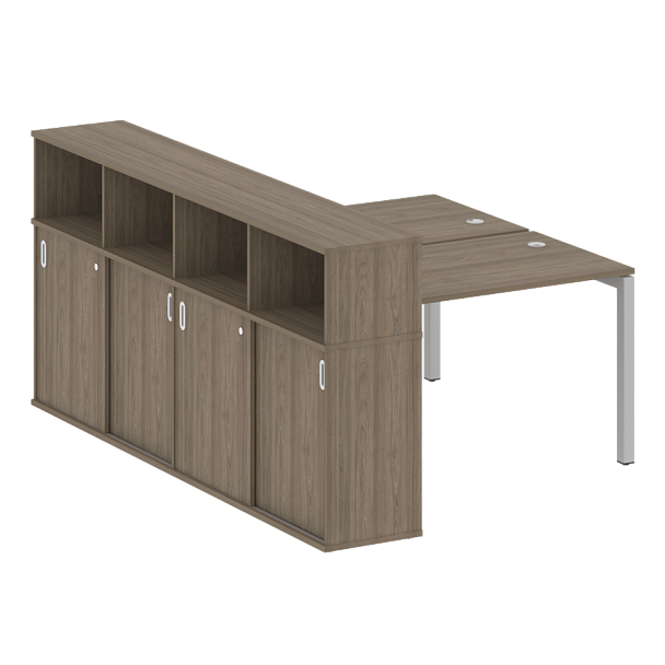 Metal System Quattro Р. ст. с шкафом-купе на П-образном м/к 50БП.РС-СШК-4.2 Т Вяз/Серый металл 1610*2332*1098 - Вид 1