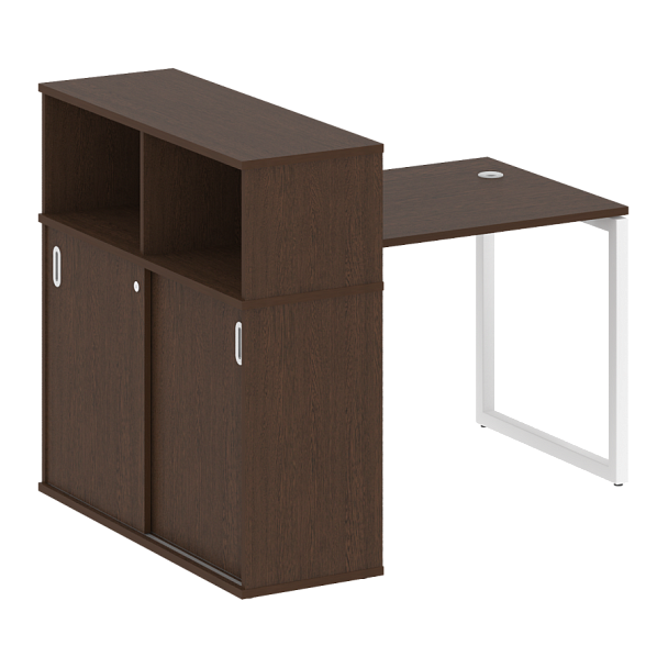 Metal System Quattro Стол письменный с шкафом-купе на О-образном м/к 40БО.РС-СШК-3.1 Т Венге/Белый металл 1410*1120*1098 - Вид 1