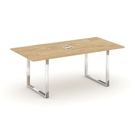 Style Project Direct Lux Стол переговорный M-SN-6O.SPRG-198 Тиквуд Светлый/Нержавеющая Сталь/Хром 1980*980*25 - Фото предпросмотра