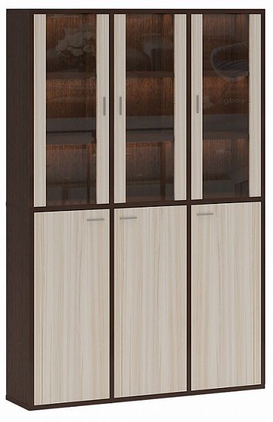 Шкаф-витрина Домино СУ(ш3в2)+3ФГ+3ФС Венге/Карамель - Вид 1