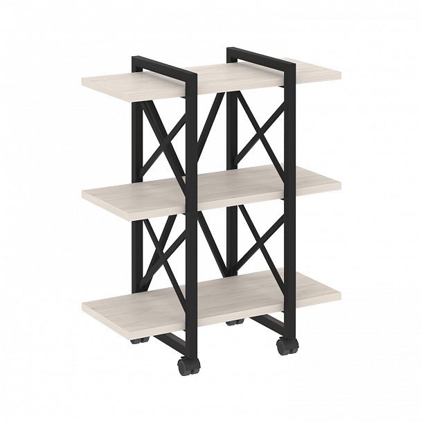 Стеллаж на колесах "Loft" VR.L-MST.K-3.4V денвер светлый/черный - Вид 1