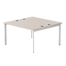 Бенч-система на 2 места Everprof EVO на металлокаркасе 1380х670(1370)x755 опоры 45гр Кашемир/Белый - Фото предпросмотра