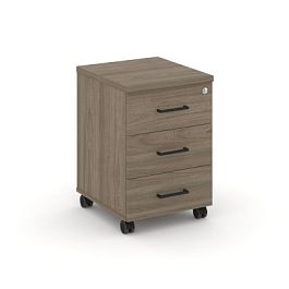 Стайл Проджект Тумба мобильная 3 ящ. Стандартные колеса SN.TM-002 Вяз Благородный/Черный Ручки 416*4 - Фото предпросмотра