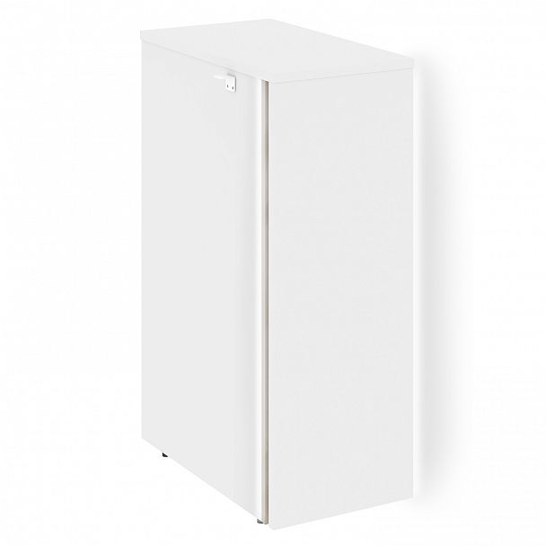 Тумба с подсветкой 4 ящика проходная, средняя "Onix" O.R-TV-4.S тиквуд темный/белый - Вид 2