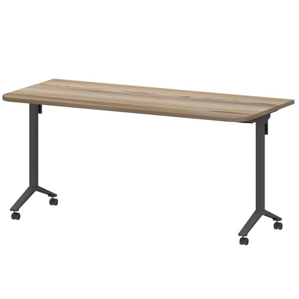 Стол мобильный складной радиусный МБ25-160.70Р Дуб сафари/Антрацит 1600x700x750 Моби - Вид 1