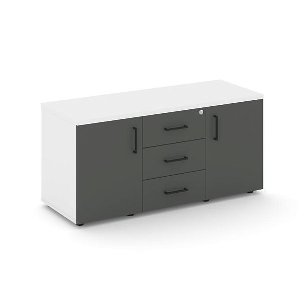 Стайл Проджект Тумба для оргтехники/сервисная SN.TS-002 Белый/Белый/Антрацит/Черный Ручки 1206*460*5 - Вид 1