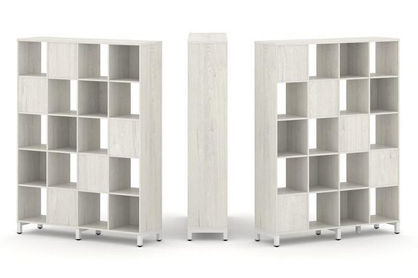 Стайл Проджект Набор стеллажа 2-х сторон., 5 яр. SN.NSD-541 Дуб Наварра/Металл Белый 1488*400*1982 - Вид 1