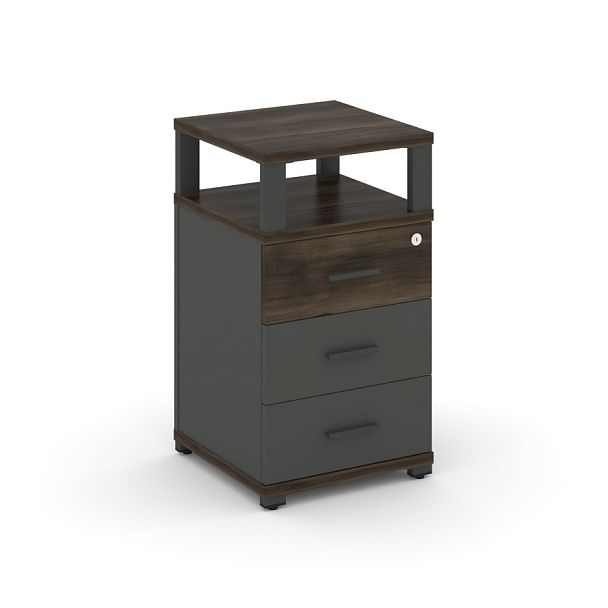 Concept Тумба приставная 3 ящ. с надставкой CN.TUP-003 W Дуб Мали/Антрацит/Металл Антрацит 420*420*750 - Вид 1