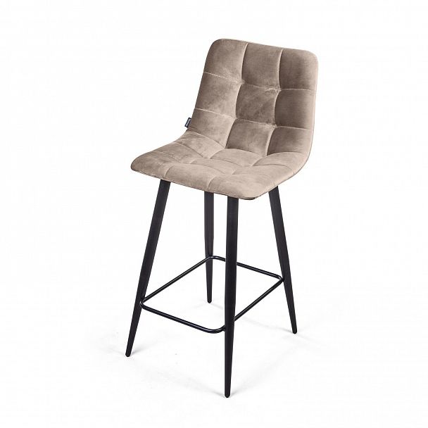 Стул полубарный UNO, бархат пепельно-бежевый 25 / чёрный конус - Вид 7
