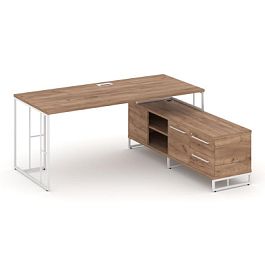 Rift Direct Стол руководителя на опорной тумбой RF.SRT-24 (R) Дуб Табак/Металл Белый 1580*1600*750 - Фото предпросмотра