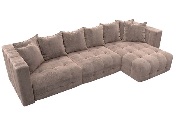 Диван угловой Лига-052 НПБ Лонг угол универсальный Велюр бежевый - Вид 6
