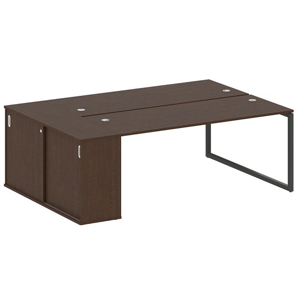 Metal System Quattro Р. ст. с шкафом-купе на О-образном м/к 40БО.РС-СШК-1.5 Т Венге/Антрацит металл 2210*1475*750 - Вид 1