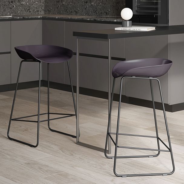 Стул полубарный Leo пластик серый - Вид 5