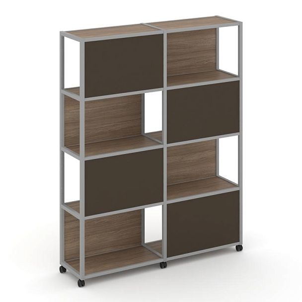 Shelf Mobile Стеллаж 5 уровней 2 секции VR.LT-STK-516.06 Дуб Аризона/Металл Серый/W-25 1170*400*2000 - Вид 1