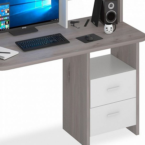 Стол компьютерный Домино Lite СКЛ-Прям120Р+НКЛ-120 Белый/Нельсон - Вид 3