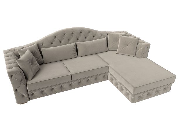 Диван угловой Артис правый угол Микровельвет бежевый - Вид 5