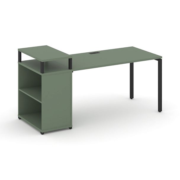 Concept Стол рабочий с опорным стеллажом с верх. горизонтом  CN.SP-207 Кобо/Металл Черный 1800*720*917 - Вид 1