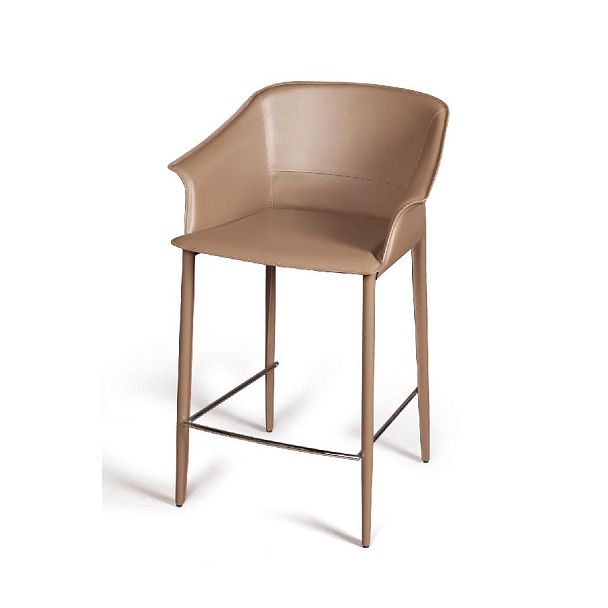 Стул полубарный GIO, кожа хаки-тауп - Вид 10