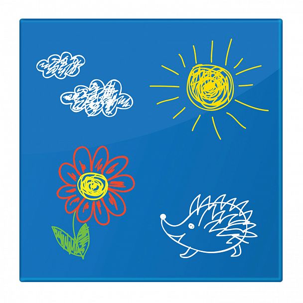 Доска магнитно-маркерная стеклянная 45х45 см, 3 магнита, СИНЯЯ, BRAUBERG, 236741 - Вид 5