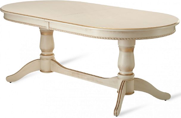 Стол деревянный раздвижной Барэнт 200(270)х100х76 Слоновая кость с золотой патиной - Вид 3