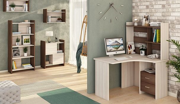 Стол компьютерный Домино Лайт СКЛ-Угл120+НКЛ-100 Карамель/Шамони правый - Вид 2