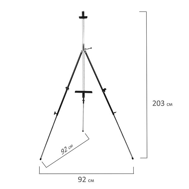 Мольберт полевой металлический BRAUBERG ART CLASSIC, тренога, переносной, разлож.92х203х92см, 191282 - Вид 11