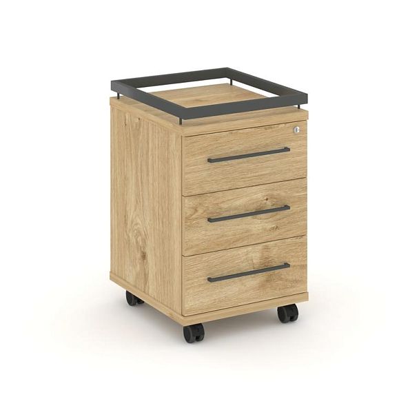 Rift Тумба мобильная усиленная + рамка RF.TM-003 Тиквуд Светлый/Металл Антрацит 416*460*665 - Вид 1