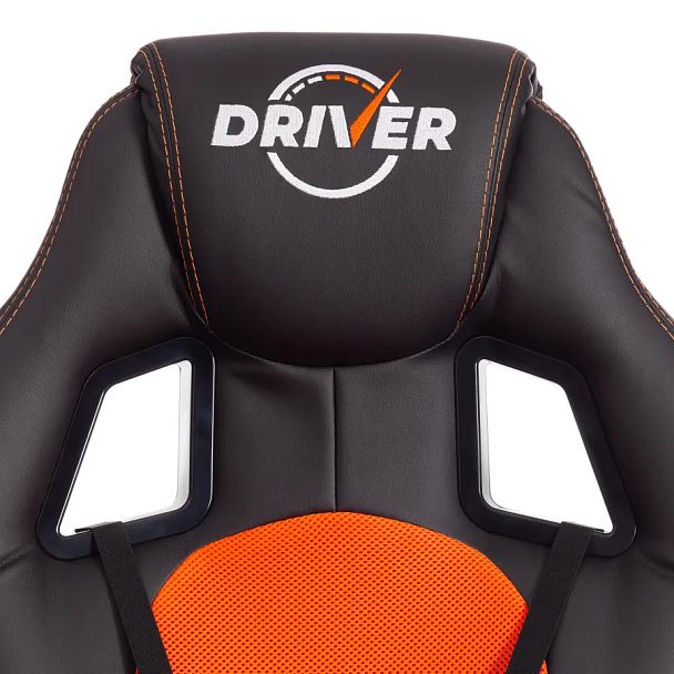 Кресло Драйвер/Driver (22), кож/зам/ткань, черный/оранжевый - Вид 8