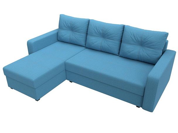Диван угловой Ливерпуль Лайт левый угол Рогожка голубой - Вид 5