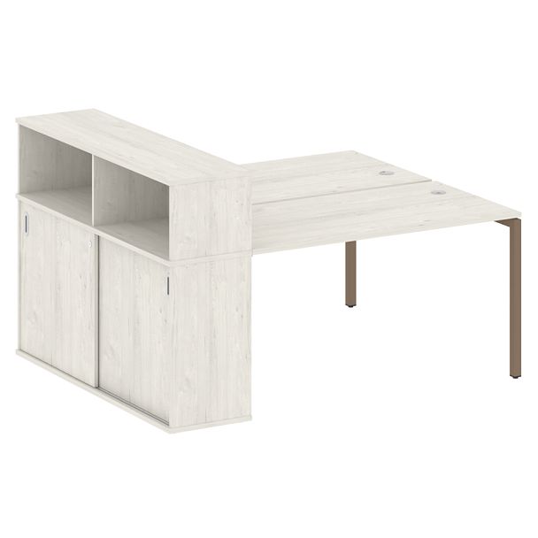 Metal System Quattro Р. ст. с шкафом-купе на П-образном м/к 40БП.РС-СШК-2.3 Т Дуб наварра/Мокко металл 1810*1475*1098 - Вид 1