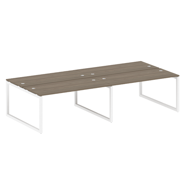 Metal System Quattro Р. ст. на 4 раб. места на О-образном м/к 50БО.СМ-4.4 Вяз/Белый металл 3200*1475*750 - Вид 1