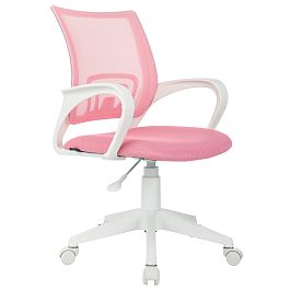 Кресло BRABIX "Fly MG-396W", с подлокотниками, пластик белый, сетка, розовое, 533008 - Фото предпросмотра