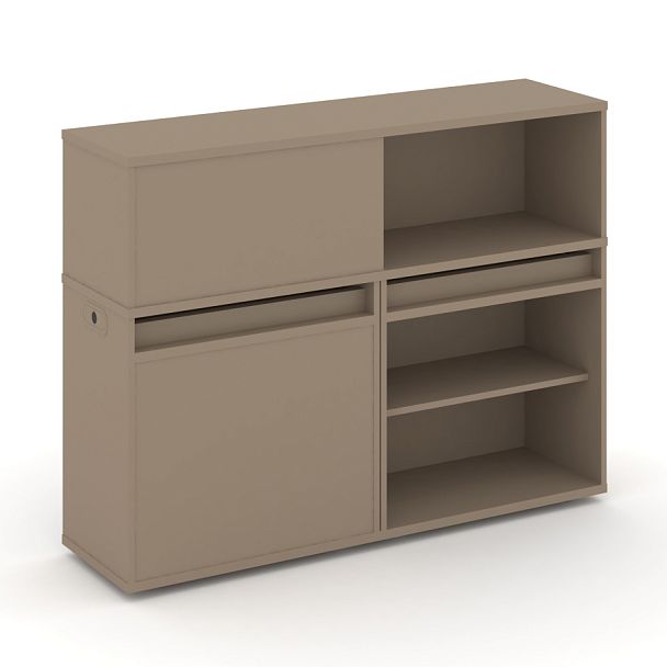 Estetica Набор №11. Тумба двойная+низкая надставка ES.NB.2N-11 Латте 1500*410*1135 - Вид 1