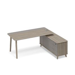 Стол руководителя комбинированный с тумбой правый (тип 1) WOOD Time wood ТМ В2 102 МП ВЛ/МП ВЛ вяз либерти (корпус, столешница, топ) / мокко премиум (фасад) - Фото предпросмотра